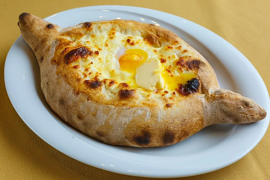 阿扎尔船形 Khachapuri，配奶酪、鸡蛋与黄油